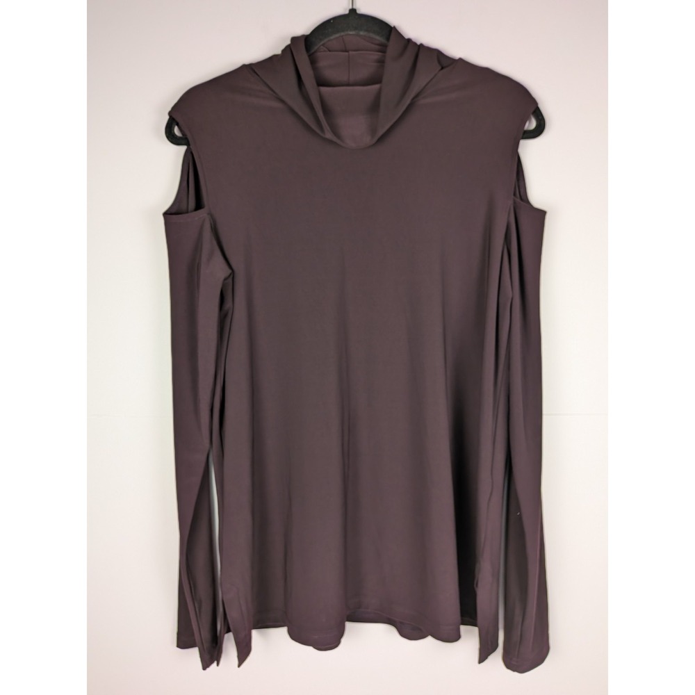 Sympli Women's SZ 12 Dark  Turtleneck with Shoulder Cut Out Long Sleeve